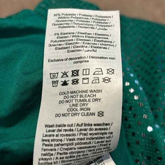 👛2/$30 VERA MODA Stretchy Pull On Green Sparkle Reversible Dress, Shoulder Pads - Picture 7 of 8